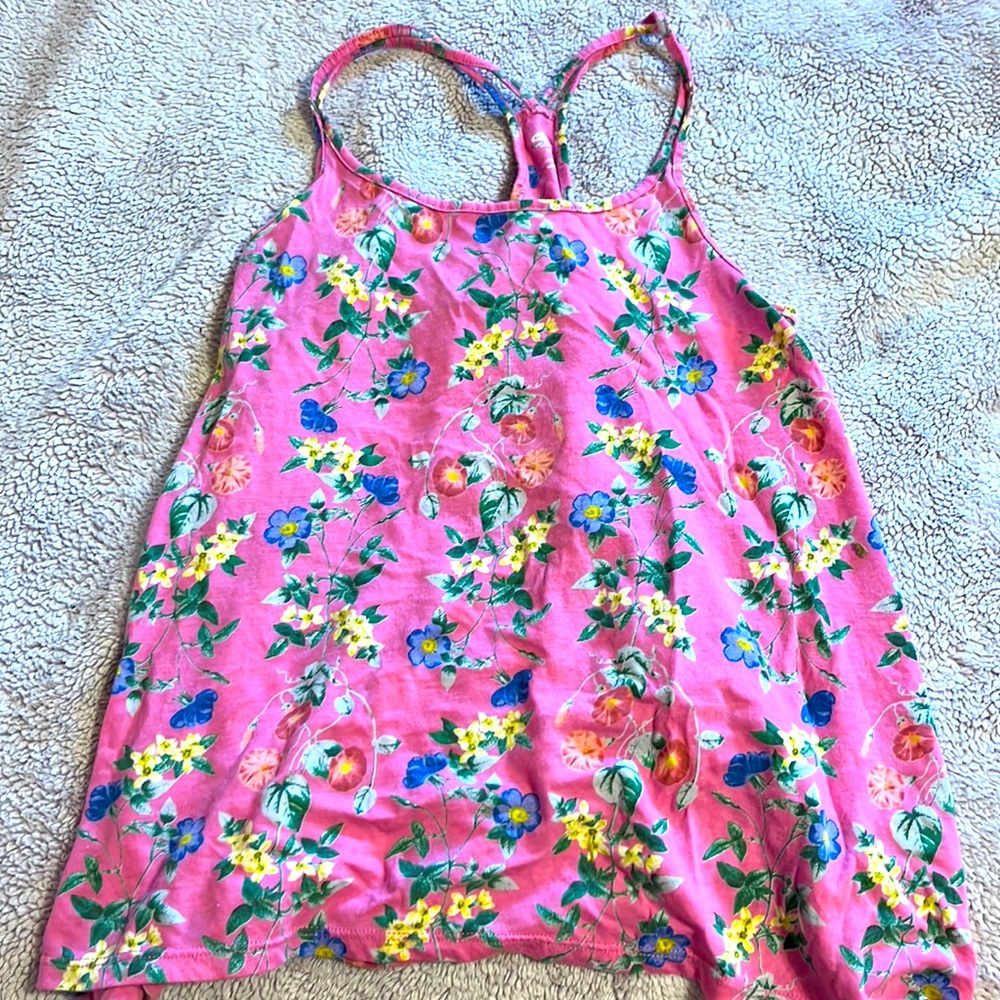 Pink flower old navy tank top with cross back